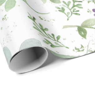 Cadeau Verdure féminine et lavande de papier d'emballage