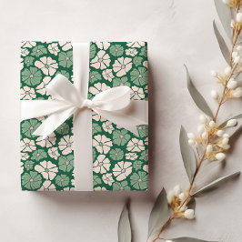 Cadeau Vert foncé et blanc crème Papier d'enveloppement d