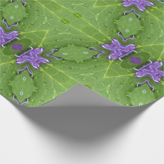 Cadeau Vert géométrique avec papier d'emballage lavande