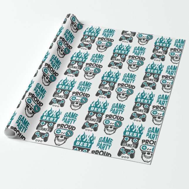 Cadeau Vidéo Partie Niveau Haut Gamer Wrapper Papier (Déroulé)