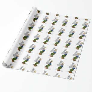 Cadeau Vieux homme agitant du papier d'enveloppement de b