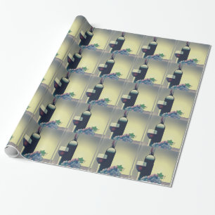 Cadeau Vin Bouteille et raisins Design Papier à enveloppe