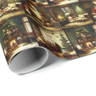 Cadeau Vintage Victorien Vintage Noël Papier d'enveloppem
