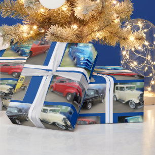 Cadeau Voitures et camions d'époque, papier d'enveloppem