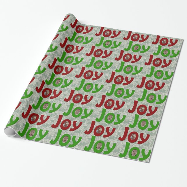 Cadeau VOS PHOTOS JOY Christmas Wrapping Papier (Déroulé)