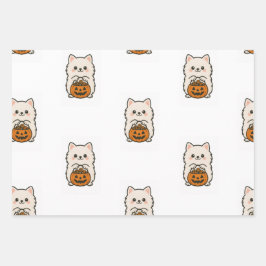 Cadeaupapier Set Halloween / Pomeranian Geschenkpapier Set