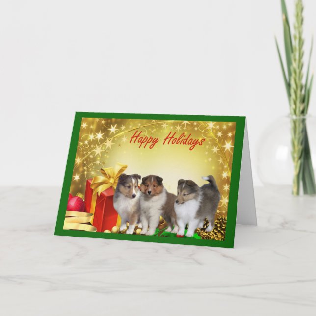 Cadeaux de carte de Noël de Sheltie (Devant)