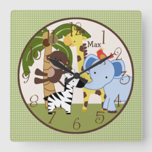 Cadeaux de jungle personnalisés Animaux Horloge de