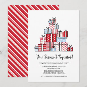 Cadeaux de Noël Carte d'invitation de fête de Noël