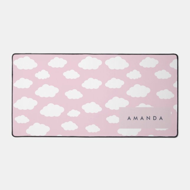 Cadeaux de nuages roses de Monogramme personnalisé (Recto)
