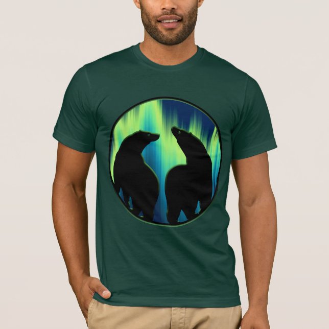 Cadeaux de T-shirts d'ours de lumières du nord de (Devant)