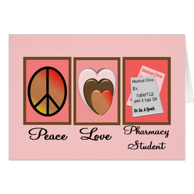 Cadeaux d'étudiant de pharmacie d'amour de paix (Devant horizontal)