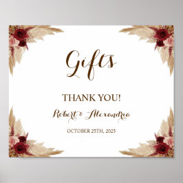 Cadeaux d'herbe de Pampa Baby Shower Poster de mar