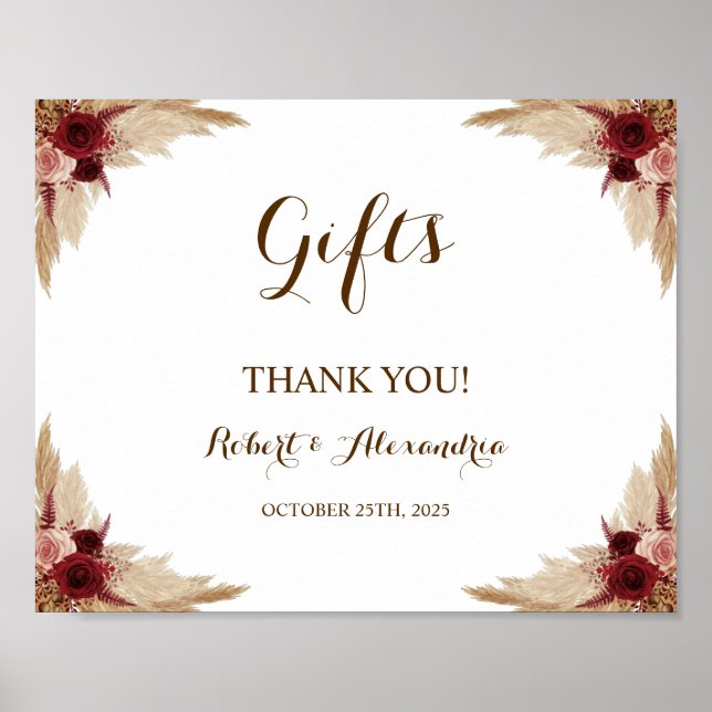 Cadeaux d'herbe de Pampa Baby Shower Poster de mar (Devant)