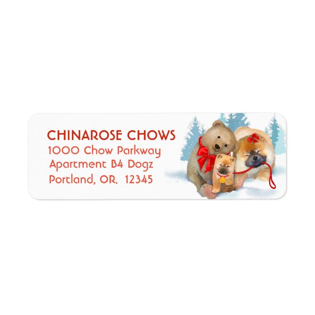 CADEAUX D'OURS CHOW Étiquettes de adresse Personna (Devant)