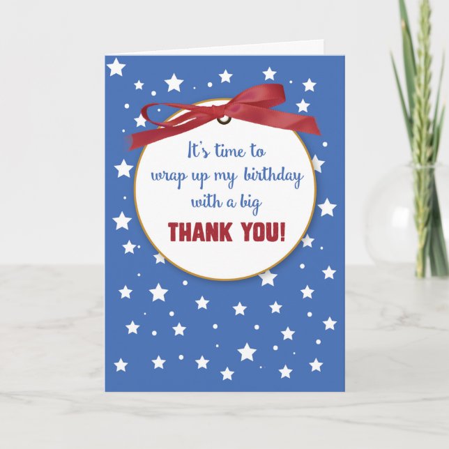 Cadeaux Merci d'anniversaire, Ruban rouge, Étoile (Devant)