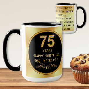 Cadeaux pour les 75 ans d'homme. Mugs pour les 75