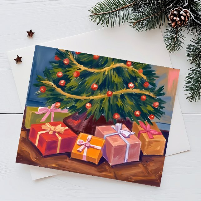 Cadeaux sous l'arbre | Carte de Noël (Créateur téléchargé)