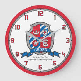 Caden name meaning heraldry shield letter C bird Große Wanduhr