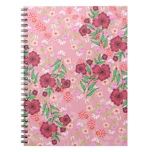 Caderno Espiral com Flores e joaninhas Notizblock (Vorderseite)