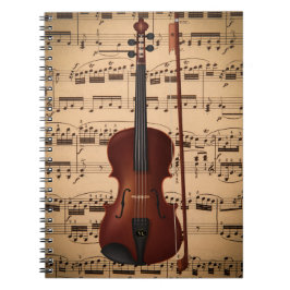 Caderno espiral musical com arte digital violino notizblock