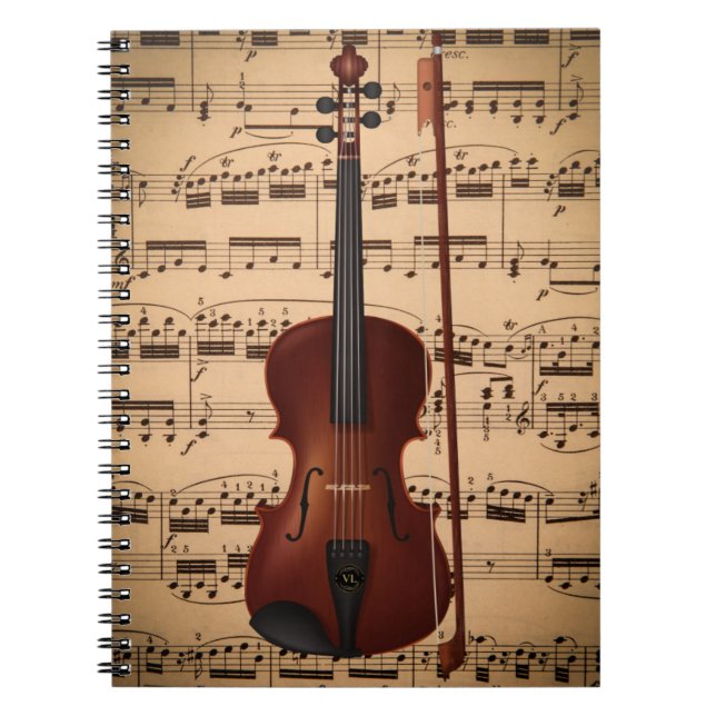 Caderno espiral musical com arte digital violino notizblock (Vorderseite)