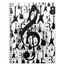 Caderno espiral musical com clave de sol