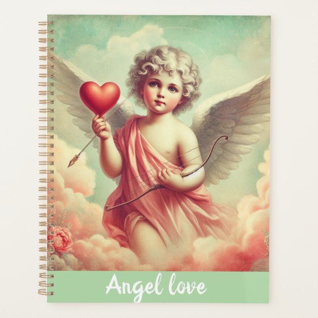 caderno personalizado anjo cupido com coração  (Devant)
