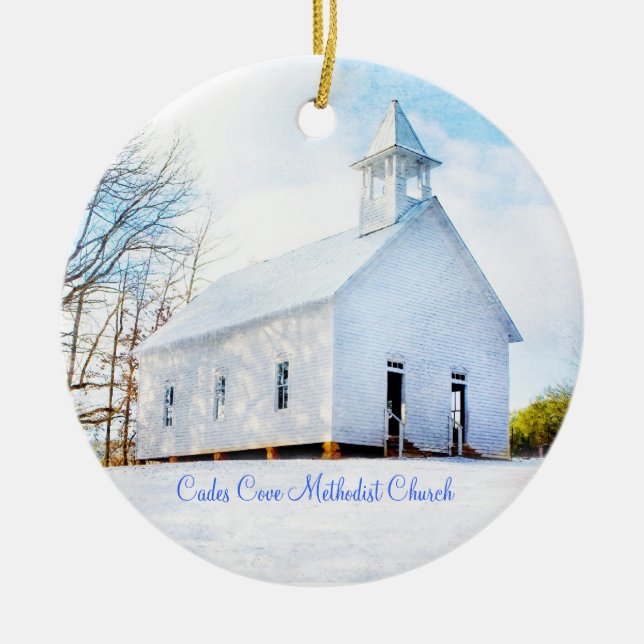 Cades Bucht-Kirche-Verzierung - Winter Keramik Ornament (Vorne)