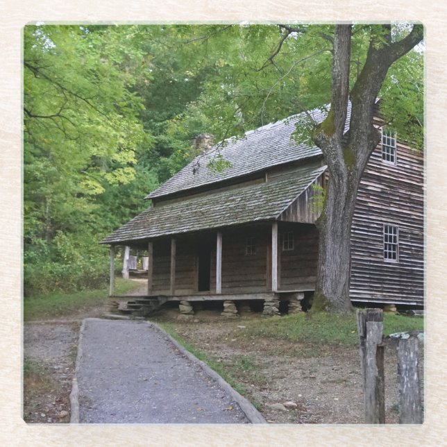 Cades Cove Cabin Glasuntersetzer (Vorderseite)