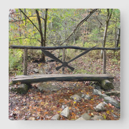 Cades Cove Fall Mountains Wanderbrücke Quadratische Wanduhr