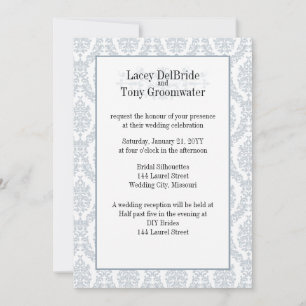 Cadet Gray Damask Theme Wedding Custom Einladung
