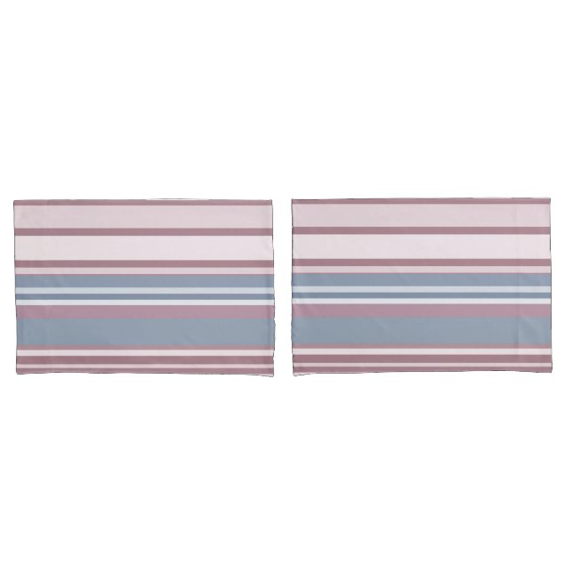 Cadet Grey and Desaturated Rose Stripes Kissenbezug (Vorderseite-Set)