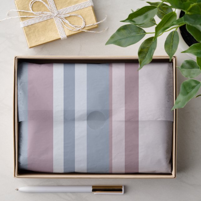 Cadet Grey and Desaturated Rose Stripes Seidenpapier (Geschenk)