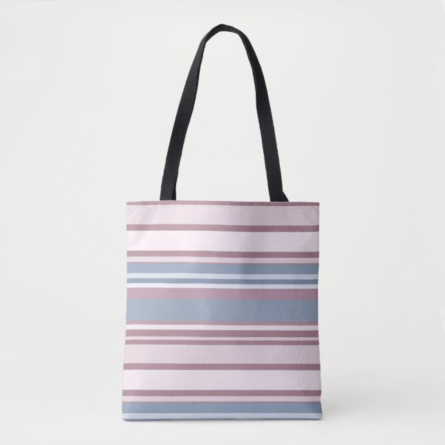 Cadet Grey and Desaturated Rose Stripes Tasche (Vorderseite)