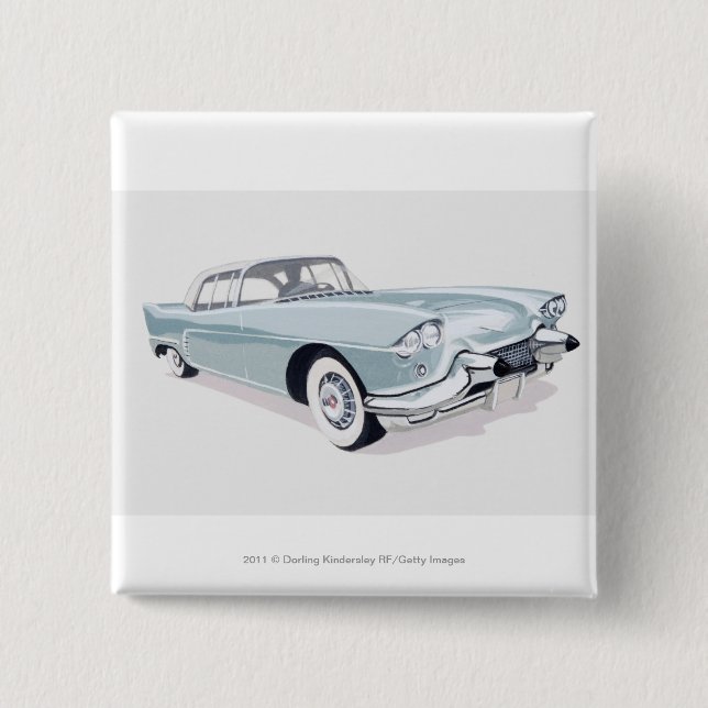 Cadillac 1957 mit Silhouette des Fahrers nach Button (Vorderseite)