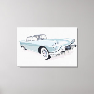 Cadillac 1957 mit Silhouette des Fahrers nach Leinwanddruck