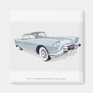 Cadillac 1957 mit Silhouette des Fahrers nach Magnet