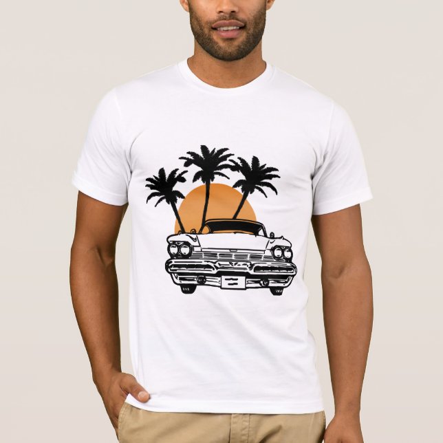 Cadillac-Auto-Sonnenuntergang-T-Shirt T-Shirt (Vorderseite)