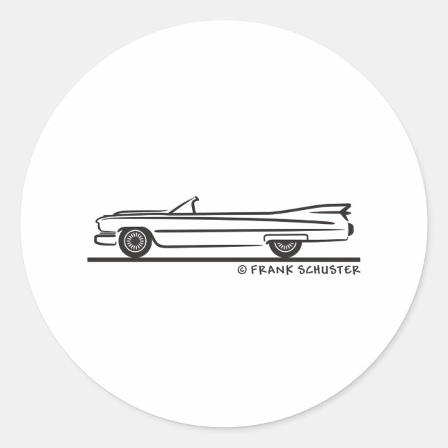 Cadillac-Konvertible 1959 Runder Aufkleber (Vorderseite)