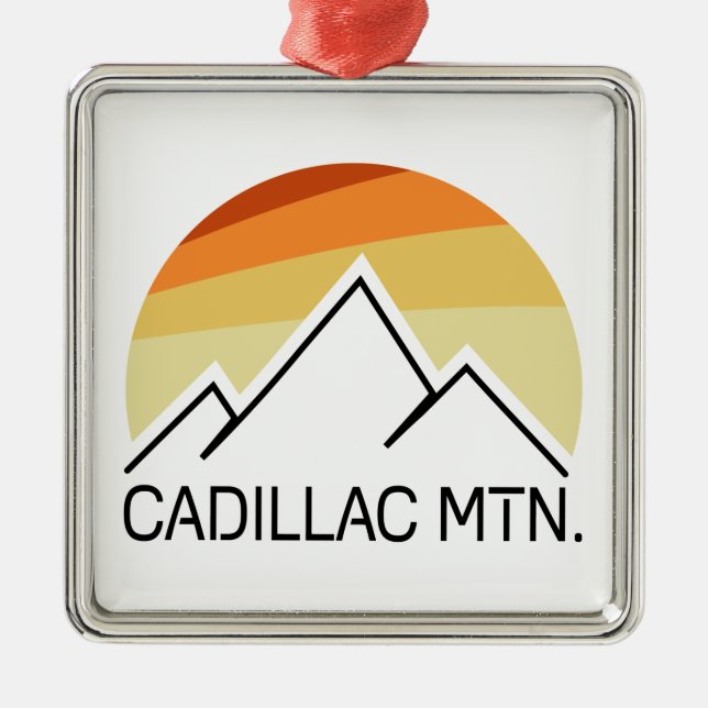 Cadillac Mountain Retro Ornament Aus Metall (Vorne)