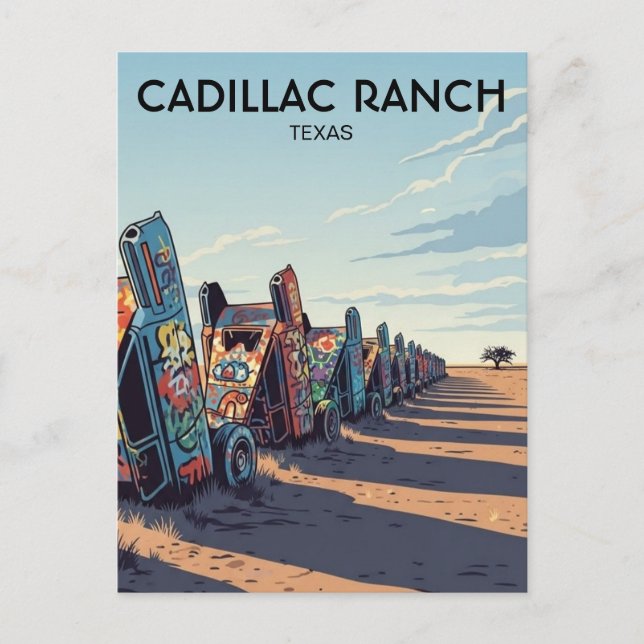 Cadillac Ranch Texas Reise Postkarte (Vorderseite)