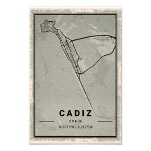 Cadiz map print poster canvas Spain