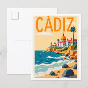 Cadiz Spanien Art Vintage Illustration Postkarte