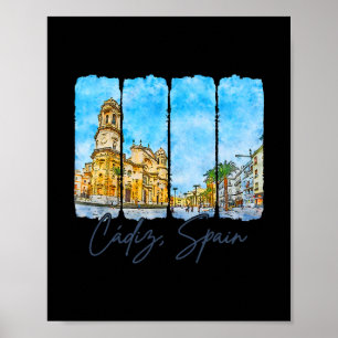 Cadiz Spanien Reisende Pinselstrich Cadiz Souvenir Poster