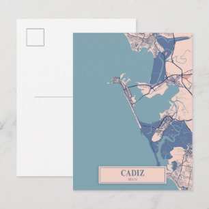 Cadiz Spanien Windige Stadtplan Reise Postkarte