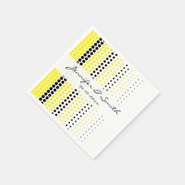 Cadmium Gelb und schwarzer Polka Dot Serviette (Ecke)