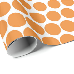 Cadmium Orange Polka Dot Modernes Weiß Geschenkpapier