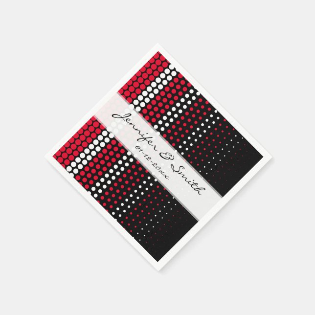 Cadmium Red and White Polka Dot Serviette (Ecke)