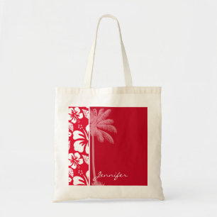 Cadmium Red Tropical Hibiskus; Palm Tragetasche